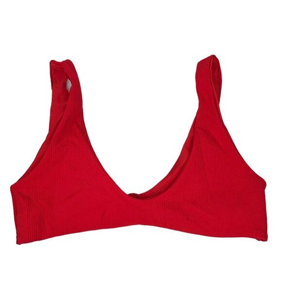 OMKAGI Red Ribbed Tie Front Bikini Top NWT Size Large - Picture 9 of 11